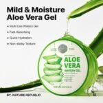 Nature Republic Mild & Moisture Aloe Vera Watery Gel (1 PCS) | Hydrating & Moisturizing, Fast-Absorbing Non-Sticky, Aftersun & Aftershave Soothing Gel for Face & Hair, Korean Skincare, All Skin Types - Image 3