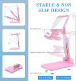 Cell Phone Stand, Adjustable Angle and Height Cell Phone Holder for Desk, Foldable and Portable, Anti-Slip Silicone Pad, Compatible with All Mobile Phones and 4-8 Inch Devices, Pink - Image 8