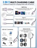 2Pack Travel Essentials for Apple Watch Charger,3-in-2 Multi Charging Cable | Cruise Vacation Camping Essentials for iPhone Charger,Type C/Lightning for iWatch,iPhone 17-12,Xbox Series X&S-4FT Gray - Image 3