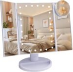 Ms. Pen- Tri-Fold Makeup Mirror Vanity with Lights, 9" x 13.6" | 1X/2X/3X/10X Magnification, 24 LED Touch Screen, Dual Power Supply, 180° Rotation - Image 2
