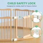 Foldable Wooden Playpen, Natural, 79 x 53 x 24 inches | Adjustable Wood Baby Play Yard with Door, Indoor Large Safety Fence for Babies and Toddlers, Easy Assembly - Image 5