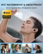 Active Noise Cancelling Ear Buds Wireless Earbuds 90H Playtime Bluetooth Headphones Stereo Bass Over-Ear Hooks Earphones with Power Display Case IPX7 Waterproof Headset for Workout/Running, Black - Image 8