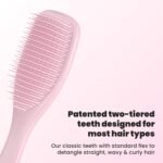 Tangle Teezer Ultimate Detangler Brush, Straight to Wavy, Millennial Pink | Patented two-tier, regular-flex teeth reduce breakage & split ends on wet or dry hair; Shower-friendly hairbrush for all ages - Image 3