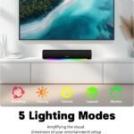 Rythflo Sound Bar for Smart TV, 16'/60W Soundbar with Impactful Bass, Dynamic Light and Remote Control, Wall Mountable TV Speakers with Bluetooth/Optical/3.5MM AUX for Gaming/PC/Projector - Image 4