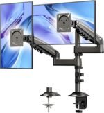 HUANUO 17-32 Inch Dual Monitor Stand, Vertical Dual Monitor Mount, Monitor Stand 2 Monitors, Ergonomic Adjustable Tilt/Swivel/Rotate, Weight Max 19.8 lbs, VESA 75/100mm - Image 2