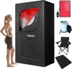 Personal Portable Steam Sauna Tent，Portable Infrared Sauna for Home，Can be Used for Outdoor Saunas or Indoor Saunas，Equipped with Folding Chairs Remote Control and Sauna Box（Black） - Image 2