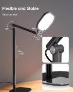 Video Conference Lighting, Edge-Lit Eye-Care Desk Lamps, 50 Modes | Soft, Dimmable & Flexible, CRI>97.8, 40" Tall, Memory and Timer Func, Stable Mental Base for Home Office, Video Calls, Webcam - Image 8