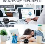Rotating Pomodoro Timer 5/25/10/50, Desk Productivity Flip Timer, ADHD Tool | Countdown/Stopwatch Cube Timer, Vibration/High/Low Volume/Custom Modes, for Work Study, Back to School, Kitchen - Image 4