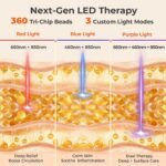 33"x17"Red & Blue Light Therapy Mat, 360 LEDs Infrared Light Pad for Body | Triple Wavelength Light (460nm+660nm+850nm) with 60W Power, Full-Body Design for Personalized At-Home Care - Image 3