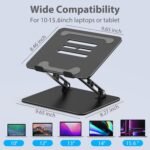 Adjustable Laptop Stand for Desk, Metal Laptop Riser Holder | Portable Desktop Book Stands, Foldable Ventilated Cooling Computer Notebook Stand Compatible with 10-15.6” Laptops, Tablets - Image 6
