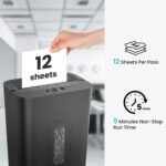 12-Sheet Cross Cut Paper Shredder, 5.55 Gallon Heavy Duty Shredder for Home Office, P-4 High Security Shredders for Paper/Credit Card/Mail/Staples/Clips, Portable Handle Design - Image 3