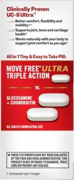 Move Free Ultra Triple Action Joint Support Supplement - Type II Collagen Boron & Hyaluronic Acid - Supports Joint Comfort, Cartiliage & Bones in 1 Tiny Pill Per Day, 64 Tablets (64 servings)* | Type II Collagen Boron & Hyaluronic Acid, Supports Joint Comfort, Cartilage & Bones in 1 Tiny Pill Per Day, Daily Supplements - Image 9