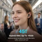 TOZO Hybrid Active Noise Cancelling in Ear Wireless Earbuds, 68H Playtime | 6 Mics AI Clear Calls, LED Display, 32 Preset EQs App, Bluetooth 5.3 Headphones, IPX8 Waterproof, Comfort Fit Ear Buds Black - Image 4