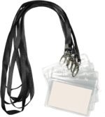 Lanyard with ID Holder 50 Pcs Waterproof Name Tag Horizontal Badge ID Card Holders ID Pass Holder and 50 Pcs Flat Neck Black Lanyards Swivel Hook - Image 2