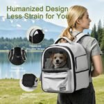 Cat Carrier Dog Backpack Carrier with Anti-Collapse Bottom (Light Gray) | Dog Carrier Mesh Backpack Breathable Pet Travel Bag with Sun Shade, Locking Zippers, Ergonomic Support for Hiking, Vet, Car - Image 6
