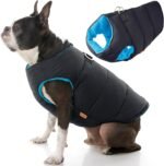 Gooby Padded Vest Dog Jacket, Solid Black, Medium | Fleece-lined insulated warmth; Step-in back zipper; Back D-ring leash; Water-resistant; Machine washable - Image 2