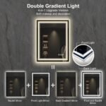 LED Bathroom Mirror, 24x32 Inch Vanity Mirror with Lights | Gradient Front and Backlit Bathroom Mirror with Lights, 3 Colors Dimmable CRI>90, IP54 Enhanced Anti-Fog, Hanging Plates - Image 5