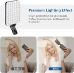 60 LED Portable Selfie Light Video Conference Lighting with Clip & Camera Tripod Adapter Rechargeable 2200mAh CRI 97+, 3 Light Modes for Phone iPhone Webcam Laptop Photo Makeup - Image 5