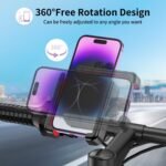 Bike Phone Holder, Handlebar Mount for Motorcycle, Scooter, Mountain, Ebike | Anti-Shake, 360° Rotation, Quick Lock, Secure Clamp for 4.5-7.0" Phones, Cell Phone Mount for Bicycle, E-Scooter, Motorbike - Image 7