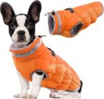 Lelepet Dog Coat Warm Dog Winter Coat Waterproof Dogs Jacket with Harness | Reflective Pet Fleece Vest Zip-Up Cold Weather Coats for Medium Dogs Turtleneck & Windproof Coats Dachshund Blaze Orange M - Image 2