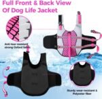 Dog Life Jacket(Shark Pattern/Green, Large) | Shark Pattern High Buoyancy Adjustable Swim Vest with Rescue Handle,D-Ring&Reflective Strips for Boating Swimming Beach - Image 3