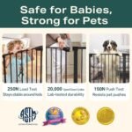 Cumbor 30-46" Baby Gate for Stairs, Auto Close Dog Gate for the House Black | Easy Install Pressure Mounted Pet Gates for Doorway, Dual Lock Indoor Safety Gate for Baby & Dog, Mom's Choice Awards Winner - Image 8