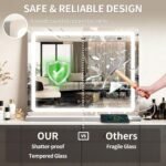 ROLOVE 23"x 18" Large Vanity Mirror with Lights, LED Makeup Mirror for Dresser and Desk, 10X Magnification, Dimmable Touch Control, Wall Mounted or Tabletop Mirror for Bedroom (White) - Image 8