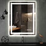 LED Bathroom Mirror, 24x32 Inch Vanity Mirror with Lights | Gradient Front and Backlit Bathroom Mirror with Lights, 3 Colors Dimmable CRI>90, IP54 Enhanced Anti-Fog, Hanging Plates - Image 2