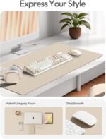 YSAGi Leather Desk Pad Protector, Office Desk Mat, Large Mouse Pad, Non-Slip PU Leather Desk Blotter, Waterproof Laptop Desk Writing Pad for Office and Home (23.6" x 13.8", Eggshell) - Image 3