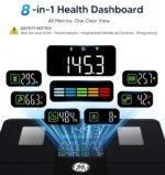 GE Smart Scale for Body Weight, BMI, Body Fat, Muscle Mass, Large Display | 14 Metrics Body Composition Scale for Bathroom, 5.3-inch Screen, Accurate Weighing with Bluetooth Sync, Black - Image 3