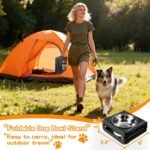 COMESOON Elevated Dog Bowls, 5 Adjustable Heights (3.9"-13.4") Raised Dogs Food Bowl Stand for Medium Large Sized Dogs, Non-Slip Foldable Travel Pet Feeder Black with Stainless Steel Bowls - Image 9