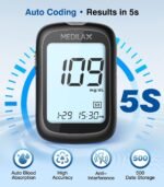 Medilax Blood Glucose Monitor Kit, Blood Sugar Testing Kit with 100 Strips | 100 Test Strips, 100 Lancets, Glucometer and Lancing Device, 500 Memories, No Coding, Large Display Glucose Monitor - Image 4