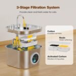 Cat Water Fountain Stainless Steel: Pet Fountains for Cats/Dog Indoor Automatic Waterer Bowls for Drinking Small Animal Water Dispenser Metal Pets Watering Faucet Bottle Auto Kitty Watering Supplies - Image 4