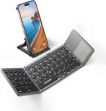 Samsers Foldable Bluetooth Keyboard with Touchpad, Ultra Slim Compact,Grey | Multi-touch Trackpad, Full Size, Phone Holder, USB-C Charging, 1 Device, for Android Windows iOS Mac OS, Mobile Productivity - Image 2