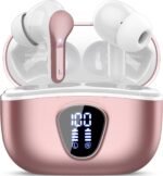 Wireless Earbuds, Bluetooth 5.4 Headphones HiFi Stereo, Bluetooth Earbuds | With ENC Noise Cancelling Mic, IP7 Waterproof in Ear Earphones, 48H, LED Display Ear buds for Pad Phones Workout, Rose Gold - Image 2