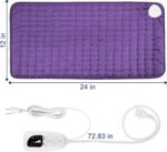 Electric Heating pad with 6 Heat Settings, Auto Shut Off, Dry Electric Heating for Back Neck Knee Arms Legs Shoulder Heat Pads for Christmas Birthday Father's Day Mother's Day (24"X12", Dark Purple) - Image 6