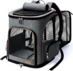 Lekereise Cat Backpack Expandable Pet Carrier Backpack for Small Cats and Dogs, Foldable Dog Carrier Backpack with Inner Safety Leash, Grey - Image 2