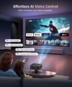 1500ANSI Google TV Smart Projector, Auto Focus & Keystone,with Stand | For Office Presentations, Classroom Teaching, Outdoor Camping & Family Theater, Built-in WiFi Bluetooth, 360° Rotatable Stand - Image 4