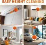 Cobweb Duster with Extension Pole,Cleaner Outdoor 110" Telescoping Extended Sspider Brush, Dusting Kit,Long Handle Reach for High Ceilings and Fans,Microfiber Webster Remover Tools Feather Dusters - Image 6
