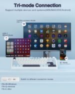 AULA F75 75% Wireless Mechanical Keyboard, Hot Swappable Creamy Keyboard, Pre-lubed Reaper Switches, 2.4GHz/Type-C/BT5.0, RGB Backlit Gaming Keyboards(White & Blue) - Image 4