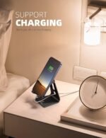 Lamicall Aluminum Cell Phone Stand, Adjustable Desk Phone Holder for iPhone | Adjustable Viewing Angle, Stable Anti-Slip Base, Case Friendly for iPhone 17 16 15 14 Pro Max, Office Desk Essential, Black - Image 5
