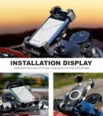 Kewig Motorcycle Fork Stem Phone Mount, Motorcycle Phone Mount | 1S One-Push Automatically Lock & Release, Fits for Fork Stem 12-25.4mm in Diameter, for 4.0-6.9" Cellphones - Image 7
