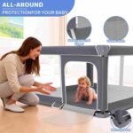 Foldable Baby Playpen Portable Travel Play Yard, Dark Gray | Safety Play Yard for Babies & Toddlers, Indoor & Outdoor Use, Carry Bag Included, Collapsible, Portable，Sturdy & Secure - Image 4