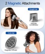 Hair Dryer, 160000 RPM High-Speed Ionic Blow Dryer with Magnetic Diffuser, Fast-Drying Hair Dryer for Women, 500M Negative Ions Frizz Control, Low-Noise Hairdryer for Home & Salon | 500M Negative Ions, 10 Styling Modes, 49 dB Low-Noise Drying, 0.75 Lb Body, and Magnetic Concentrator for Home or Salon Use - Image 6