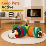 Rypet Guinea Pig Tunnel Hideout 3-Way Collapsible Small Pet Tubes, Rainbow | 3 Way Design for Exploration, Collapsible for Easy Storage, Built-in Play Ball, Hiding & Resting for Hamsters Ferrets - Image 7