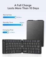 Samsers Ultra Slim Foldable Bluetooth Keyboard for Phone Tablet PC, Black | PU Leather Cover, Phone Stand, Palm-Sized, BT x 1, Portable Compact Design, for Travelers Typist, On-the-go, Mobile Working - Image 7