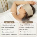 SECZIPE 100% Mulberry Silk Sleep Mask Eye Mask for Women Man with Adjustable Band, for Side Sleeper Blackout Sleep Mask for Travel Rest and Office Large Size (Taupe) - Image 8