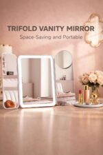 Lupow Lighted Makeup Vanity Mirror, 4 Magnifications, Rechargeable, Trifold | 1X/2X/3X/10X Views, Seamless Light Strip, Dimmable 3-Color Lighting, 2000mAh Battery, Height Adjustable, Gift For Women - Image 7