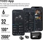 TOZO NC9 Hybrid Active Noise Cancelling Wireless Earbuds, 60H, LED Display | 6 Mic ENC Clear Calls, Deep Bass Sound, IPX8, in Ear Bluetooth 5.3 Headphones,32 EQs via APP, Comfort Fit Ear Buds, Black - Image 7