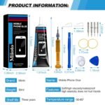 Phone Glue, Screen Repair Adhesive with Repair Tools for Electronic Screen Multi-Function Phone Repair Glue Craft Adhesive Kit for Electronic Screen, Cell Phone Screen (Black, 50ml) - Image 9